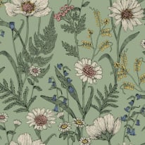 Fine Decor Wild Meadow Sage Multi Wallpaper - FD43337