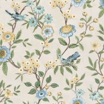 Fine Decor Eleanor Floral Birds Natural Wallpaper - FD43448