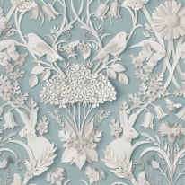 Fine Decor Woodland 3D Effect Blue Wallpaper - FD43605