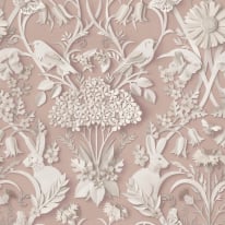 Fine Decor Woodland 3D Effect Pink Wallpaper - FD43607