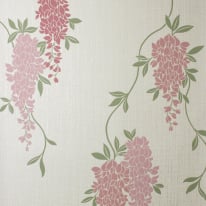 Fine Decor Wisteria Floral Pink Metallic Wallpaper - FD43671