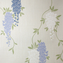 Fine Decor Wisteria Floral Blue Metallic Wallpaper - FD43674