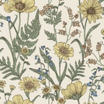 Natural Wild Meadow 43884 swatch with cream and taupe floral tones.