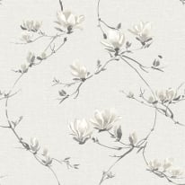 Detailed flat swatch of Fine Decor Isla Trail in warm white highlighting the luxury textured vinyl.