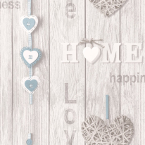 Fine Decor Love Your Home Blue/White Wallpaper - FD41719