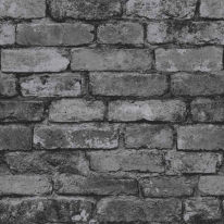 Fine Decor Distinctive Rustic Brick Black/Grey/Silver Wallpaper - FD31284