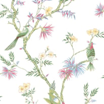 Galerie Classic Bird Trail Green/White Wallpaper - G78490