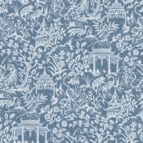 Galerie Garden Toile Blue Wallpaper - G78508
