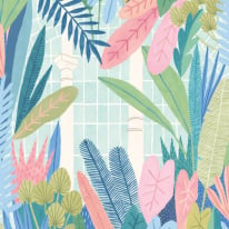 Ohpopsi Glasshouse Indigo/Pink Wallpaper - GHS50151W