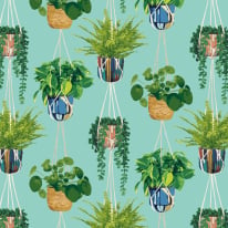 Ohpopsi Houseplant Cerulean Twist Wallpaper - GRA50108W