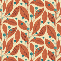 Ohpopsi Berry Dot Leaves Rust/Teal Wallpaper - GRA50134W