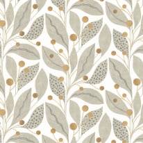 Ohpopsi Berry Dot Leaves Bone/Tan Wallpaper - GRA50136W