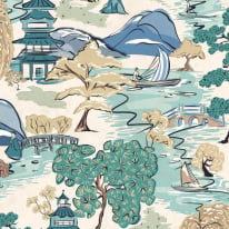 Ohpopsi Oka Landscape Indigo Wallpaper - HAN50103W