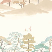 Ohpopsi Kigi Japanese Landscape Blush/Seafoam Wallpaper - HAN50119W