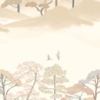 Ohpopsi Kigi Japanese Landscape Bisque Wallpaper - HAN50120W