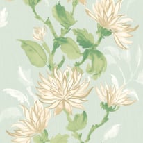 Ohpopsi Kiku Watercolour Flowers Seafoam Wallpaper - HAN50128W