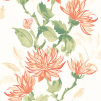 Ohpopsi Kiku Watercolour Flowers Coral Wallpaper - HAN50129W