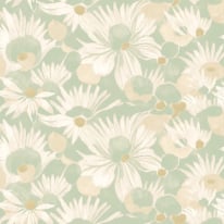 Ohpopsi Suiren Waterlily Misty Mint Wallpaper - HAN50143W