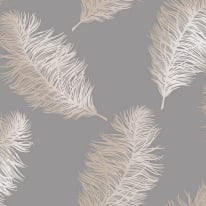 Holden Decor Fawning Feather Grey/Rose Gold Metallic Wallpaper - 12629