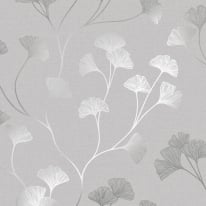 Holden Decor Ginkgo Grey/Silver Metallic Wallpaper - 12700