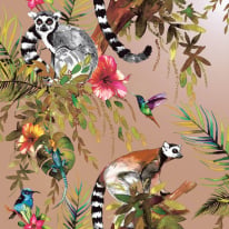 Holden Decor Lemur Animal Forest Rose Gold/Multi Metallic Wallpaper - 12404