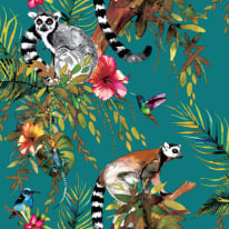 Holden Decor Lemur Animal Forest Teal/Multi Wallpaper - 12402