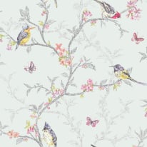 Holden Decor Phoebe Birds Soft Teal Metallic Wallpaper - 98083