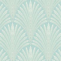 Hoopla Walls Elegance Leaf Fan Duck Egg Blue Wallpaper - HWA1030W