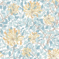 Hoopla Walls Honeysuckle Leaf Trail Soft Blue Wallpaper - HWA1080W