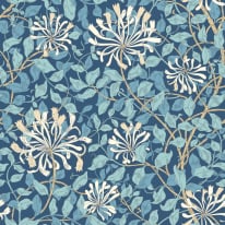 Hoopla Walls Honeysuckle Leaf Trail Navy Blue Wallpaper - HWA1083W
