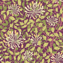 Hoopla Walls Honeysuckle Leaf Trail Aubergine Wallpaper - HWA1084W