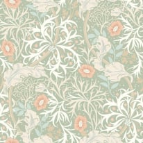 Hoopla Walls Seaweed Garden Sage/Apricot Wallpaper - HWA1103W
