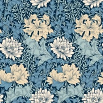 Hoopla Walls Chrysanthemum Navy Mix Wallpaper - HWA1118W