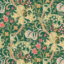 Hoopla Walls Lily Ogee Forest Green Wallpaper - HWA1133W