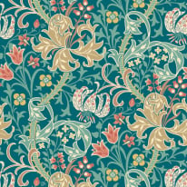 Hoopla Walls Lily Ogee Teal Wallpaper - HWA1134W
