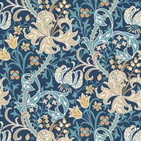 Hoopla Walls Lily Ogee Navy Blue Wallpaper - HWA1135W