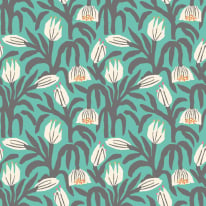Hoopla Walls Chunky Flower Teal Blue Wallpaper - HWA1147W