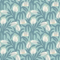 Hoopla Walls Chunky Flower Denim Wallpaper - HWA1148W