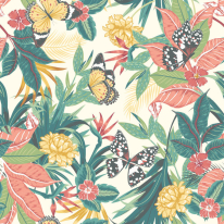Hoopla Walls Paradise Apricot/Jade Wallpaper - HWA1192W