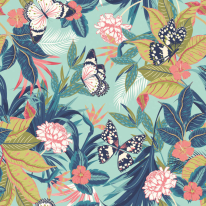 Hoopla Walls Paradise Aqua/Rouge Wallpaper - HWA1194W