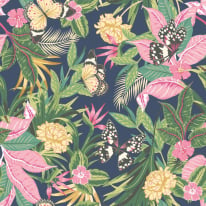 Hoopla Walls Paradise Indigo/Pink Wallpaper - HWA1195