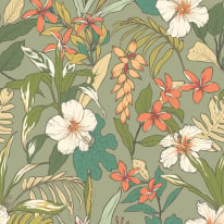 Hoopla Walls Oasis Olive/Citrus Wallpaper - HWA1204W