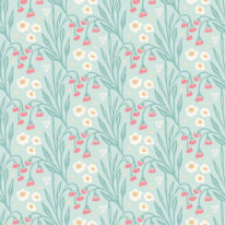 Hoopla Walls Meadow Stripe Seafoam/Coral Wallpaper - HWA1213W