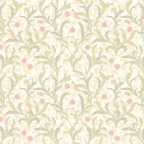 Hoopla Walls Elegance Floral Trail Sage/Coral Wallpaper - HWA1264W