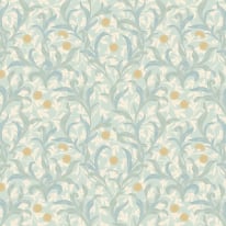 Hoopla Walls Elegance Floral Trail Duck Egg Blue Wallpaper - HWA1266W