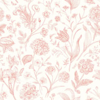 Hoopla Walls Floral Toile Soft Coral Wallpaper - HWA1327W