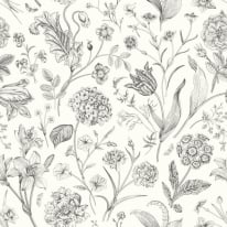 Hoopla Walls Floral Toile Ebony Wallpaper - HWA1330W