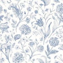 Hoopla Walls Floral Toile Royal Blue Wallpaper - HWA1331W