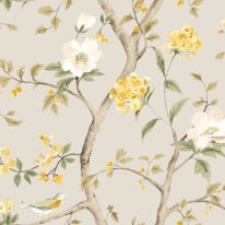 Hoopla Walls Bird Song Silver Wallpaper - HWA1345W