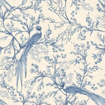 Hoopla Walls Bird Toile Dark Denim Wallpaper - HWA1367W